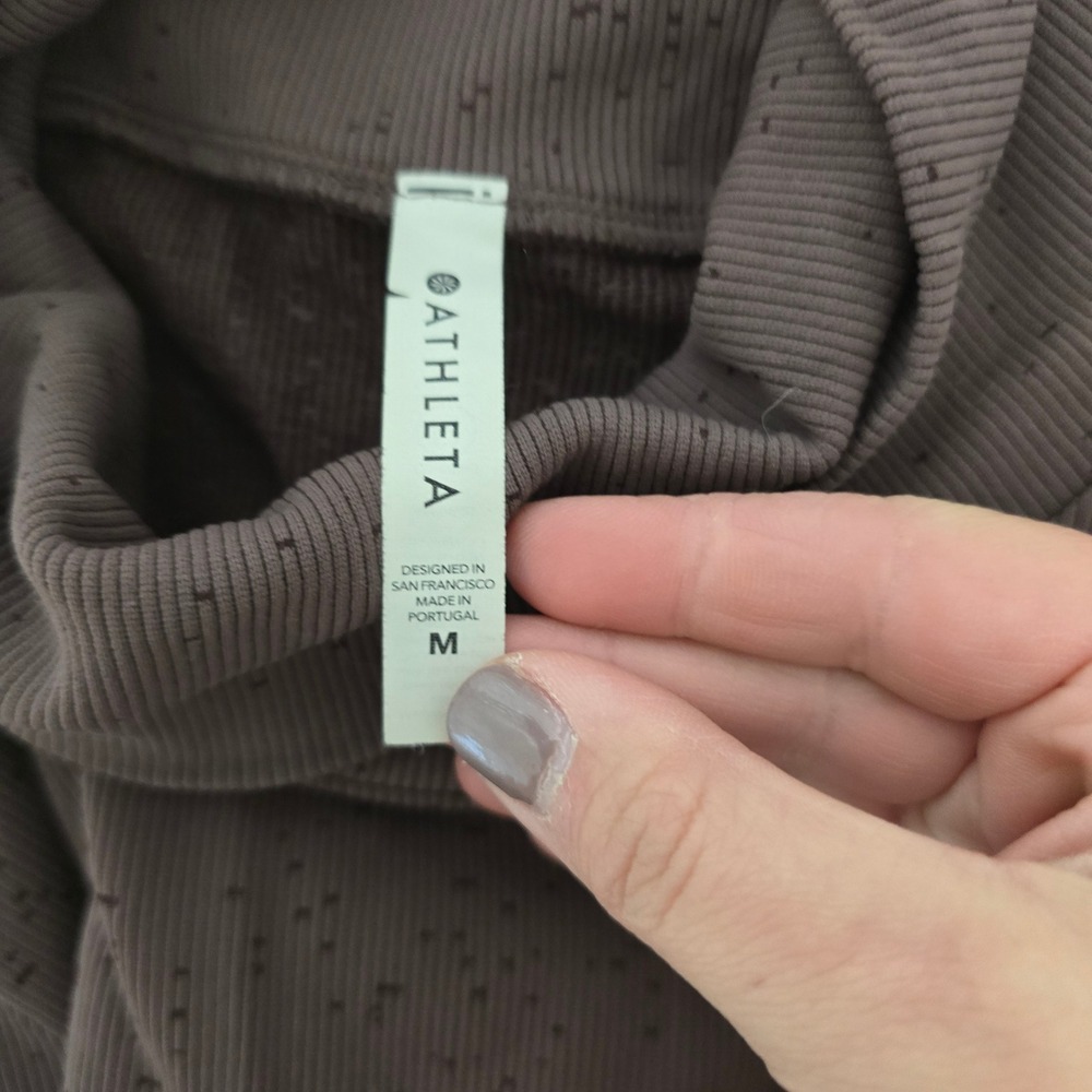 Athleta Momentum Ombre Ribbed Turtleneck Top Brown Black Long Sleeve 631825 M‎ - Picture 3 of 8